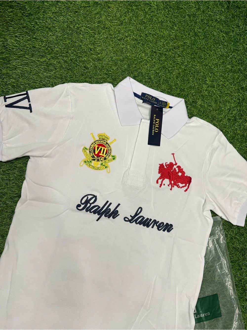 Ralph Lauren White Polo with Red Pony and Yellow Crest